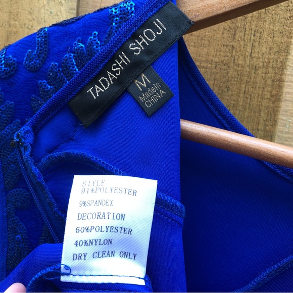Tadashi Shoji Royal Blue Sheath Dress with Paisley Sequins Medium - Picture 12 of 12